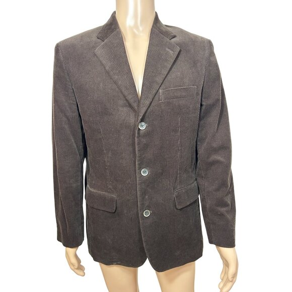 Tasso Elba Men’s Vtg Blazer Sports Coat Jacket M 39 -41 Brown Corduroy 3-Button - Picture 1 of 13